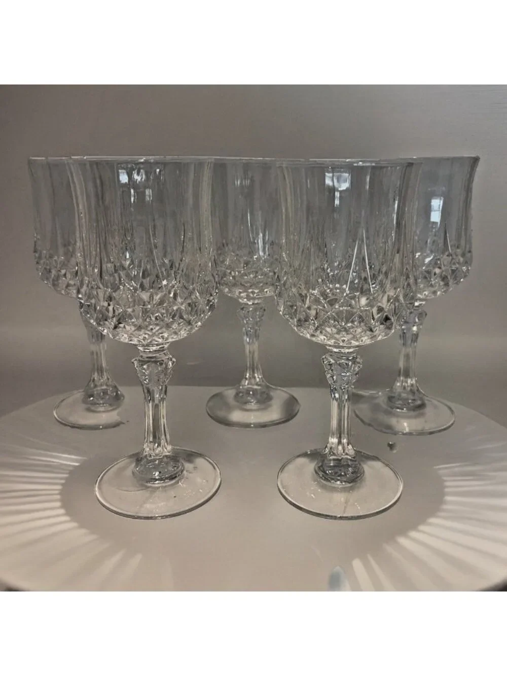 Vintage Cristal D'Arques Longchamp Water Goblets Lead Crystal 8 Ounces Set of 5